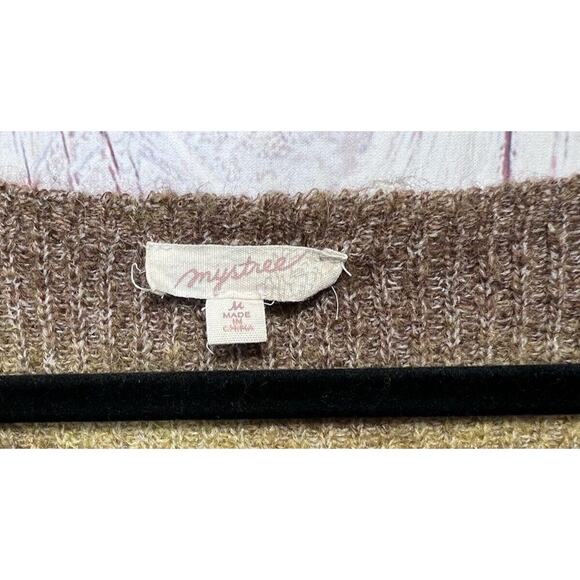 Mystree Women’s Striped Knit Sweater Wool Blend Long Sleeve Round Neck Brown M - Picture 5 of 7